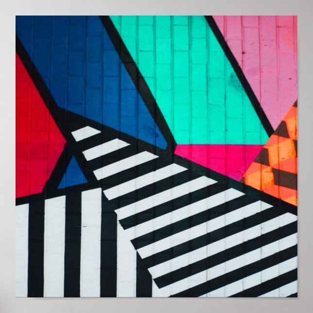 Poster Cores de bloco pintadas com 80 s (Frente)