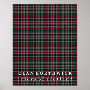 Pôster Cores de Borthwick do clã do Tartan de Scotland