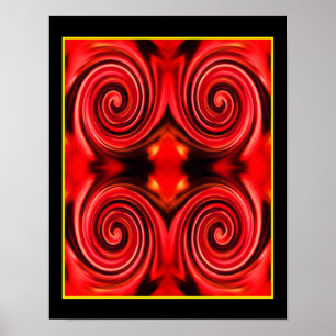 Poster Cores De Cabeças abstrato Vermelhas E Amarelas