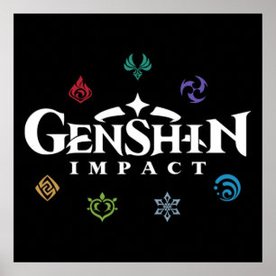 Poster Cores de Elementos de Impacto de Genshin