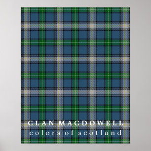 Pôster Cores de MacDowell do clã do Tartan de Scotland