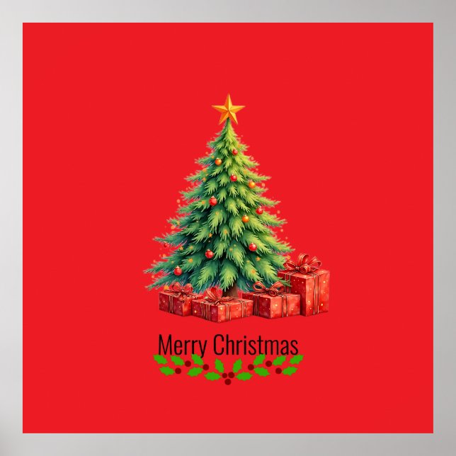 Poster Cores de Natal, Árvore de Natal Decorada, (Frente)