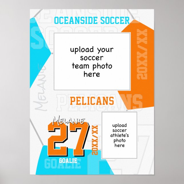 Poster cores de qualquer time de futebol + foto de atleta (Frente)