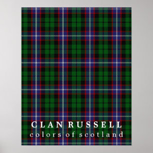 Pôster Cores de Russell do clã do Tartan de Scotland