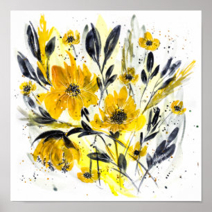 Poster Cores do Ano Moderno da Aquarela Floral