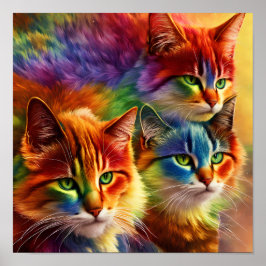 Poster Cores do arco-íris bonitos | Rainbow Cat