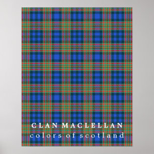 Pôster Cores do Clan MacLellan Tartan Escocês