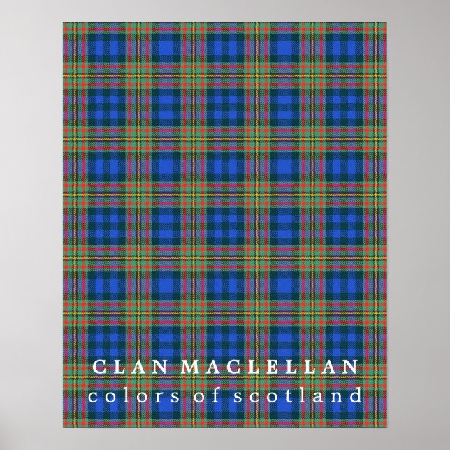 Pôster Cores do Clan MacLellan Tartan Escocês (Frente)