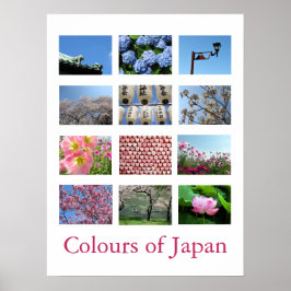 Poster Cores do Japão (azul/branco/rosa)