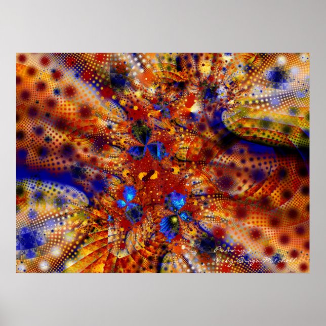 Poster Cores Legal Fractal Abstrato fino (Frente)
