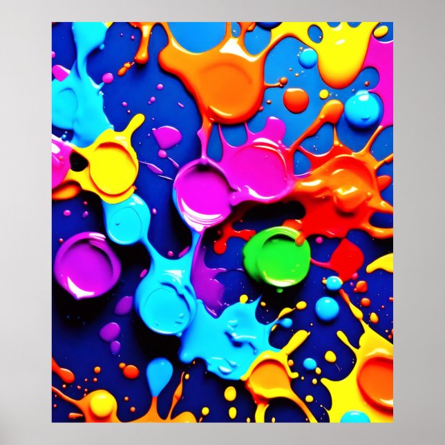 Poster Cores Neon Explosivas em Abstrato (Frente)