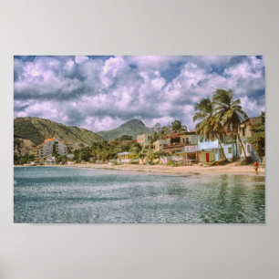 Poster Cores vibrantes da cidade tropical de praia no oce