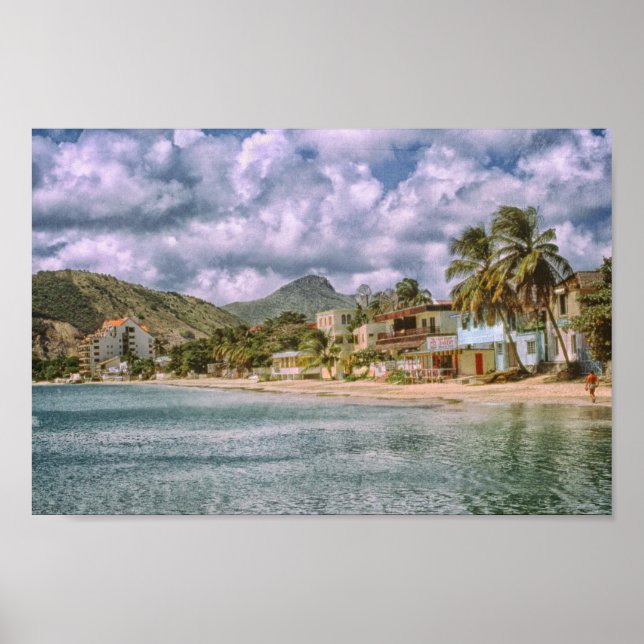 Poster Cores vibrantes da cidade tropical de praia no oce (Frente)