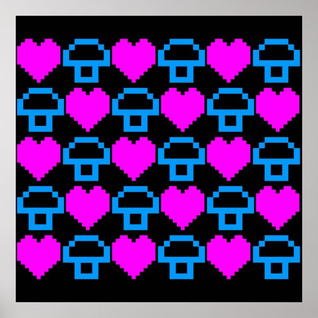 Poster Corey Tiger 80s Retro 8 bits Mushroom Love (Frente)