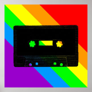 Pôster Corey Tiger 80s Retro Cassette Fita Arco-íris