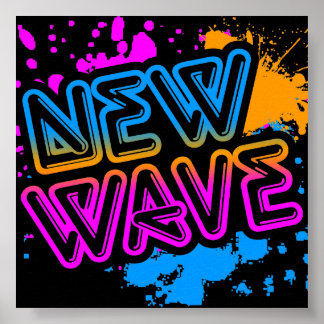 Poster Corey Tiger 80s Vintage New Wave Neon Splatter