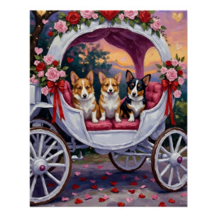 Pôster Corgi Cachorro Dia dos Namorados