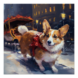 Pôster Corgi Christmas Fesason Season