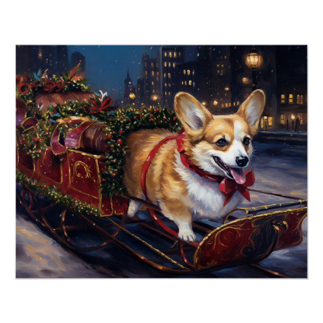 Pôster Corgi Christmas Fesason Season (Frente)