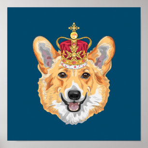 Poster Corgi com uma Coroa