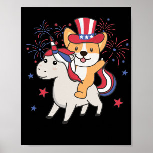 Poster Corgi Com Unicórnio Para O Quarto De Julho