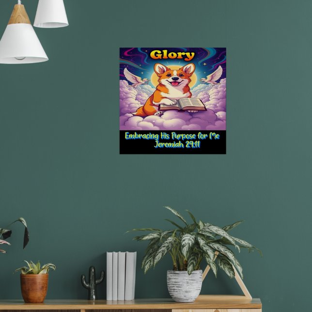Poster Corgi Cristão Abraçando Seu Propósito Para Mim  (Sala de Estar 1)