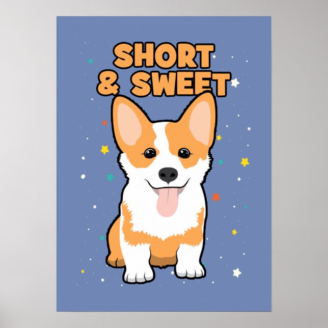 Pôster Corgi - Curta e Doce, Cartoon de Cachorro Bonito,  (Frente)