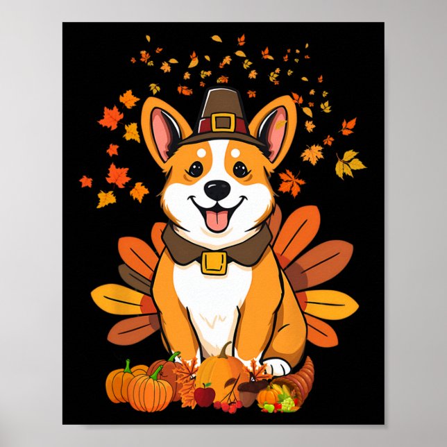 Poster Corgi de Ação de Graças Peru 1  (Frente)