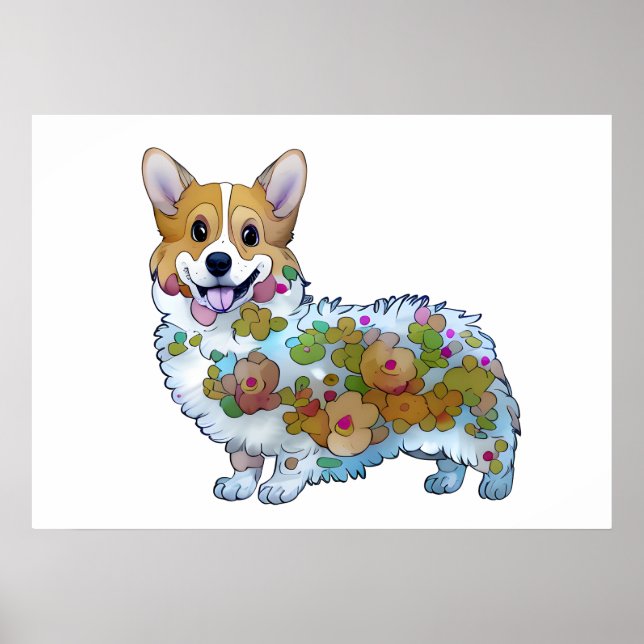 Poster Corgi de laranja-branca para um humor positivo (Frente)