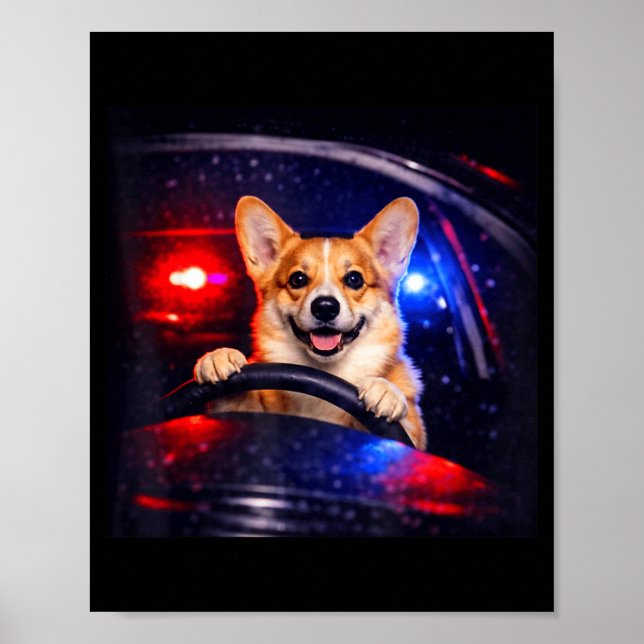 Poster Corgi engraçado dirigindo meme cachorro dirigindo  (Frente)