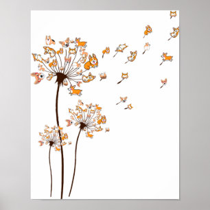 Poster Corgi Flower Dandelion Camisa Cão Cachorro