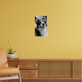 Poster Corgi galês cardigan aquarela