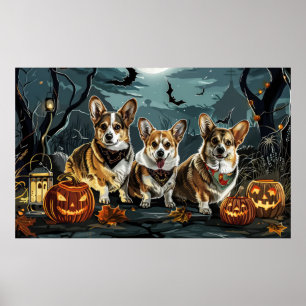 Poster Corgi Halloween Spooky