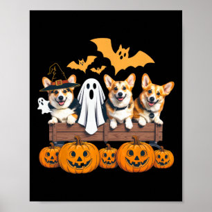 Poster Corgi Halloween Trio Engraçado Sapato de Cachorro 