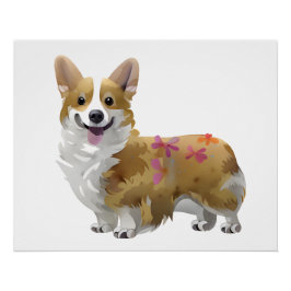 Pôster Corgi laranja fofo para um humor positivo