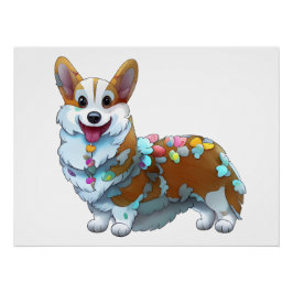 Pôster Corgi laranja fofo para um humor positivo