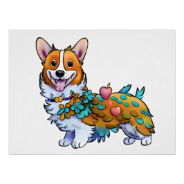 Pôster Corgi laranja fofo para um humor positivo