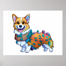 Poster Corgi laranja fofo para um humor positivo