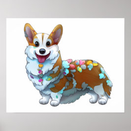 Poster Corgi laranja fofo para um humor positivo