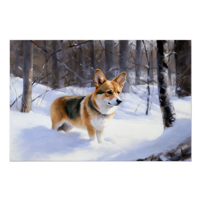 Pôster Corgi Let It Snow Natal (Frente)