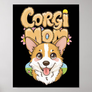 Poster Corgi Mãe Primavera Floral Design - Páscoa Corgi L