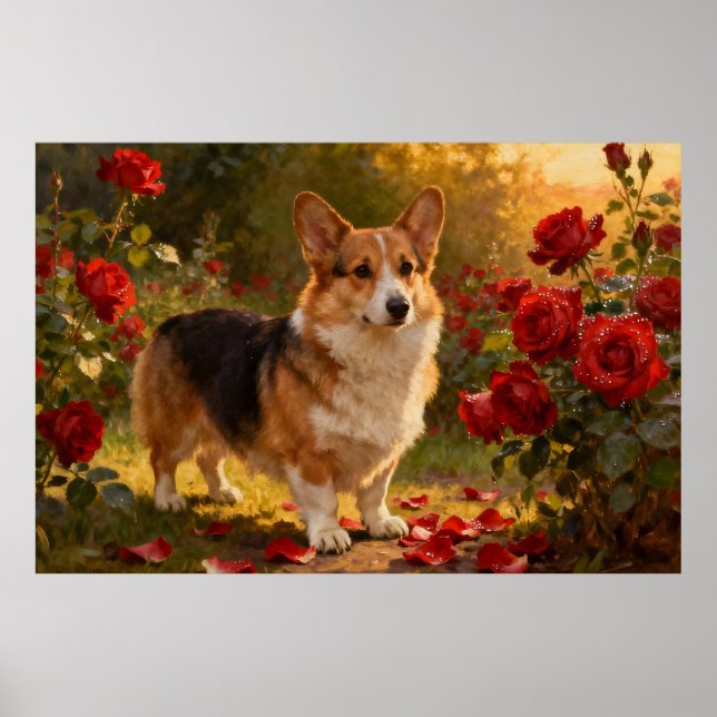 Poster Corgi nas Rosas V (Frente)