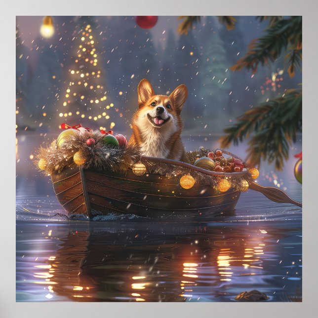 Poster Corgi Natal Festivo Voyage (Frente)