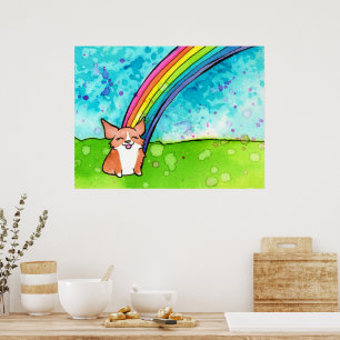 Poster Corgi No Fim Do Arco-Íris