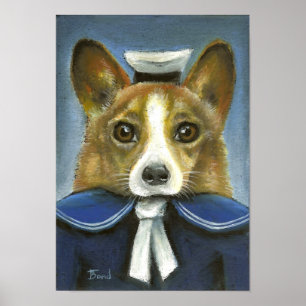 Pôster corgi, o marinheiro