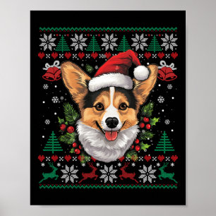 Poster Corgi Papais noeis de Natal Feio Cachorro Feio