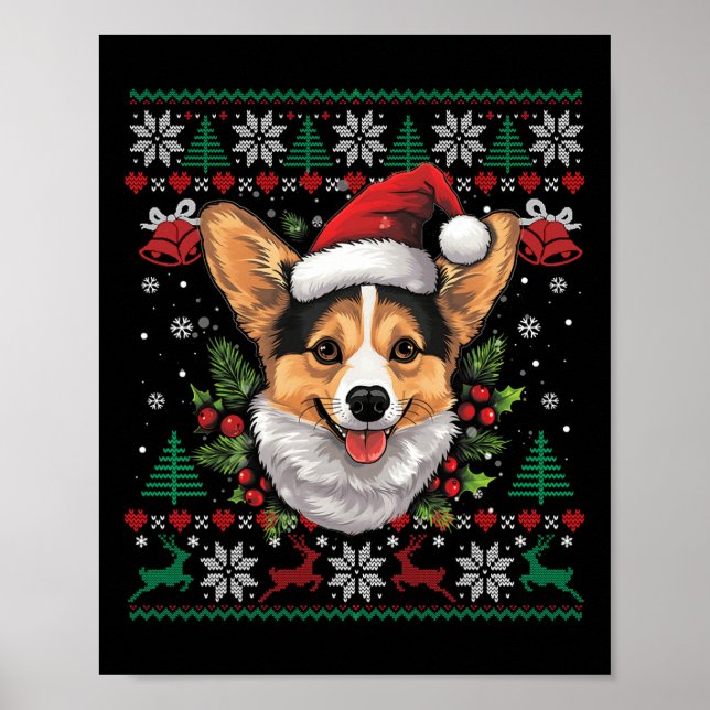 Poster Corgi Papais noeis de Natal Feio Cachorro Feio (Frente)