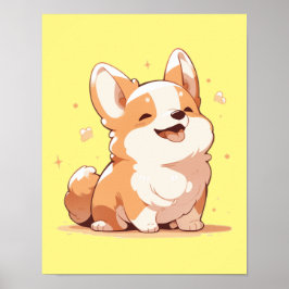 Poster Corgi sorridente bonito -