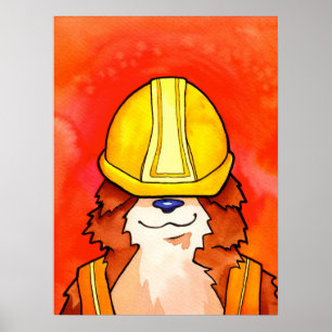 Poster Corgi Watercolor de Construção