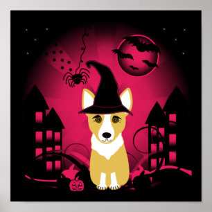 Poster Corgi Witch